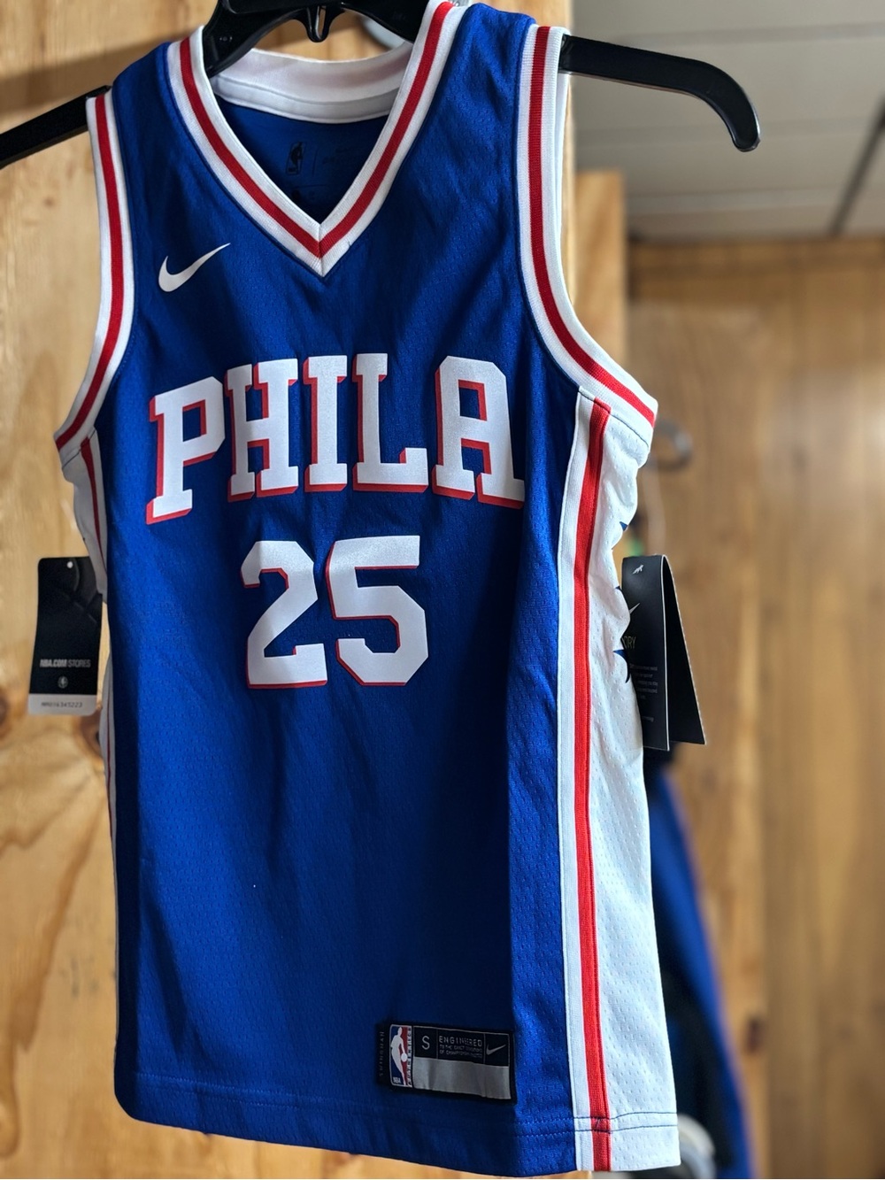 Nike Youth PHILA #25 Blue Basketball Jersey with Red & White Trim